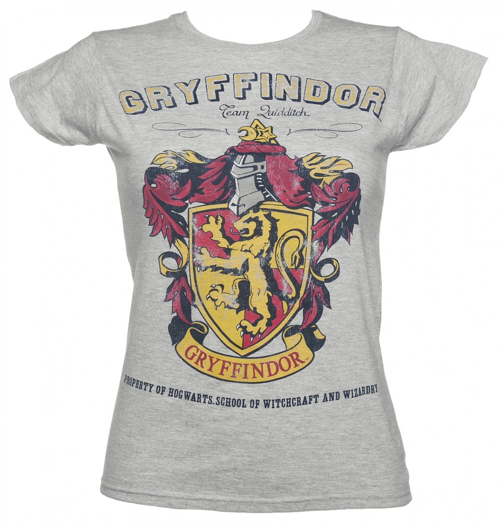 Ladies Grey Harry Potter Gryffindor Team Quidditch T-Shirt