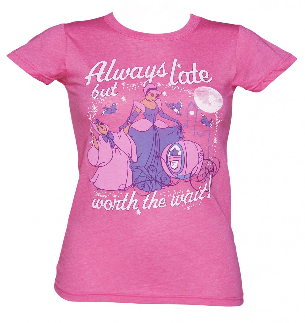 LIMITED EDITION Ladies Pink Worth The Wait Disney Cinderella T-Shirt